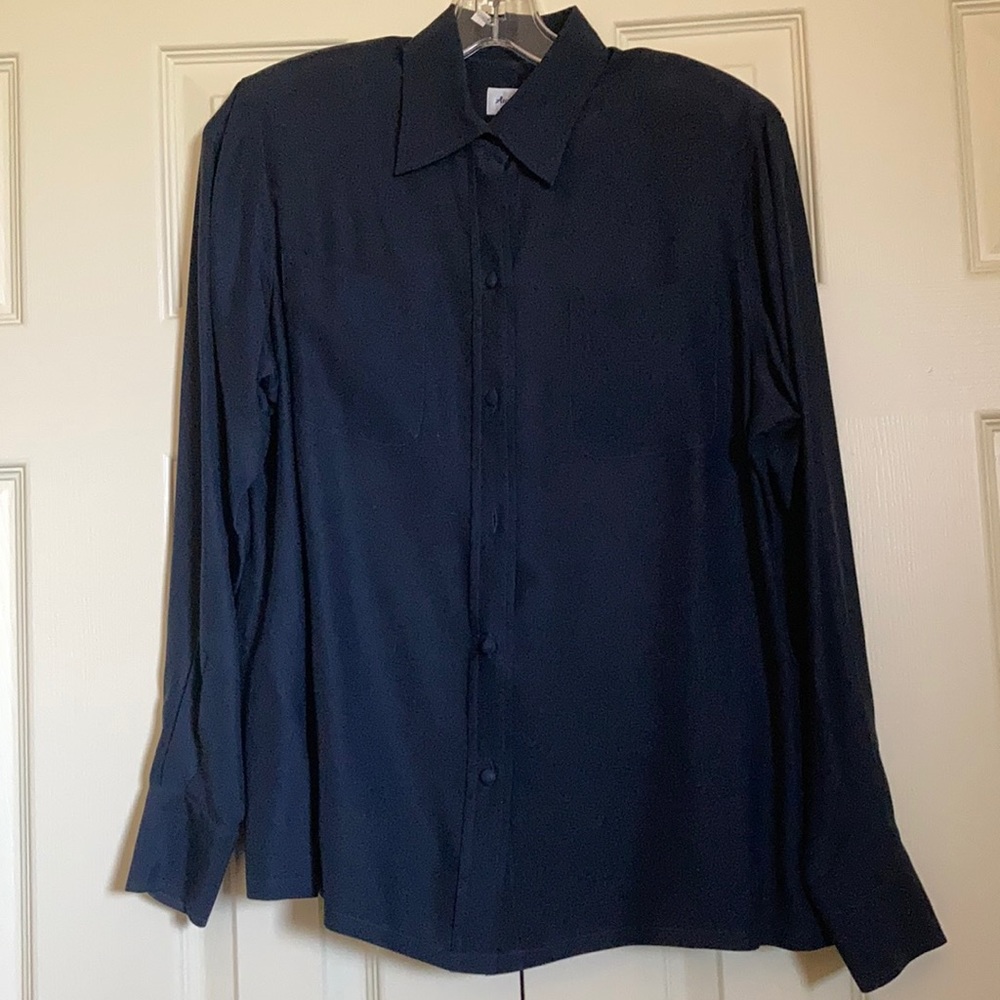Ascot Chang Silk Navy Blouse